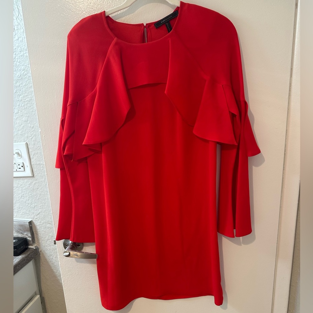 BCBGMaxAzria Vibrant Red Long Sleeve Dress
